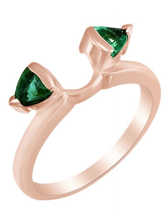 Simulated Green Emerald Wrap Style Enhancer Ring in 14k Rose Gold