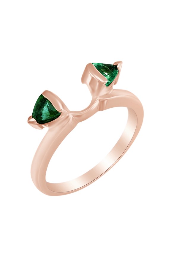 Simulated Green Emerald Wrap Style Enhancer Ring in 14k Rose Gold