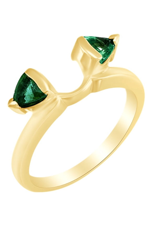 Simulated Green Emerald Wrap Style Enhancer Ring in 14k Yellow Gold