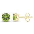 thumbnail image 1 of Simulated Green Peridot 4MM Round Shape Stud Earrings In 14K Yellow Gold Over Sterling Silver (0.5 Ct), 1 of 4