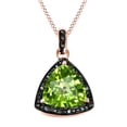 thumbnail image 1 of AFFY Simulated Green Peridot & White Natural Diamond Trillion Shape Pendant Necklace In 14k Rose Gold Over Sterling Silver, 1 of 1