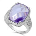 thumbnail image 1 of Simulated Lavender Faceted Oval Anniversary Ring .925 Sterling Silver Band Purple CZ Female Size 7, 1 of 4