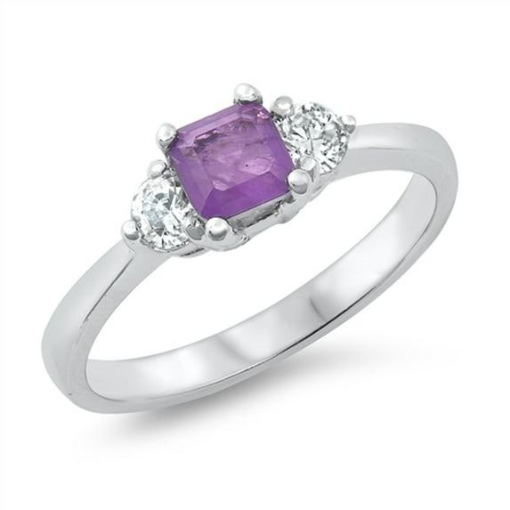 Simulated Lavender Wholesale Promise Ring .925 Sterling Silver Band Purple CZ Female Size 6