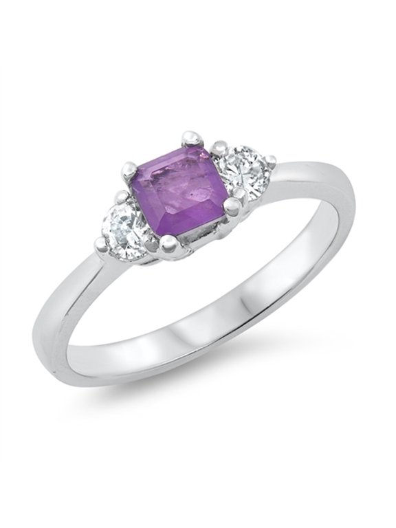Simulated Lavender Wholesale Promise Ring .925 Sterling Silver Band Purple CZ Female Size 9
