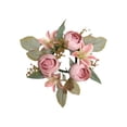 thumbnail image 1 of Simulated Lily & Rose Wreath Candle Holder – Romantic Floral Centerpiece for Valentine’s Day, Wedding, Dining Table & Home Ambiance Decor, 1 of 5