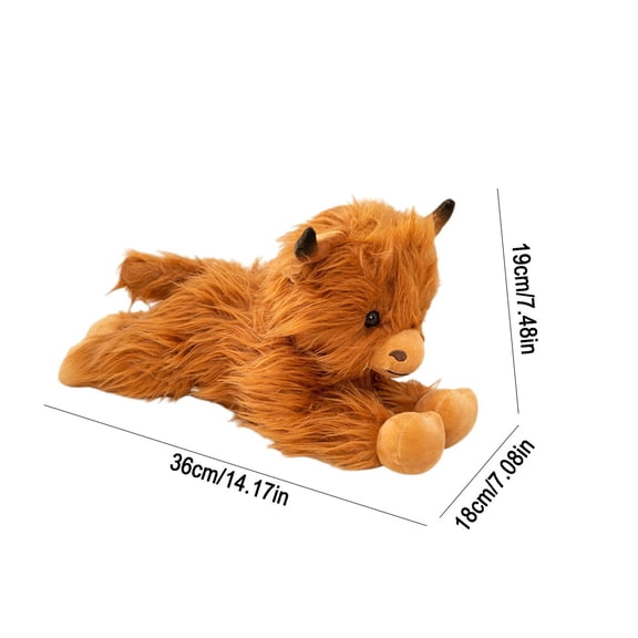Simulated Lying Cow Plush Toy Pillow, Long Haired Cattle Stuffed Animal Toys, Living Room Sofa Decor Plushie, Bedtime Hugging Companion Toy, Birthday Gift Toys