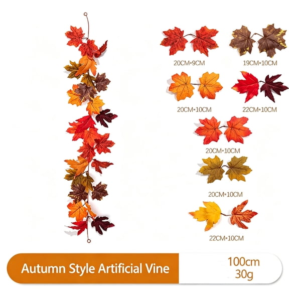 Simulated Maple Leaf Thanksgiving Fireplace Arch Wreath Woven Maple Branch Artificial Leaves