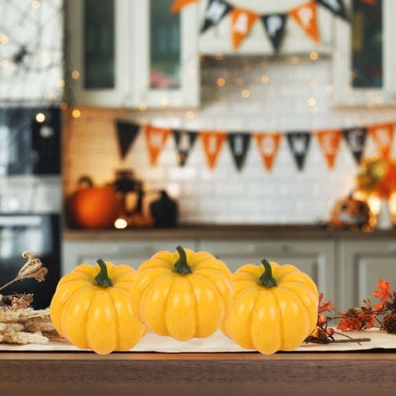Simulated Mini Pumpkin, Holiday Photo Prop, Autumn Table Accent, Lifelike Appearance Details and Lightweight Portable Design for Centerpiece Displays, Shelf Arrangements and Gift Packaging.