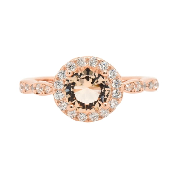 Simulated Morganite Cubic Zirconia Basket Ring Rose Gold-Toned Sterling Silver Size 6