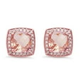 thumbnail image 1 of Simulated Morganite Cubic Zirconia Halo Earrings Rose Gold-Tone Plated Sterling Silver, 1 of 2