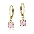 thumbnail image 1 of Simulated Morganite Yellow Gold Flashed Sterling Silver 6mm Round Dangle Leverback Earrings, 1 of 4