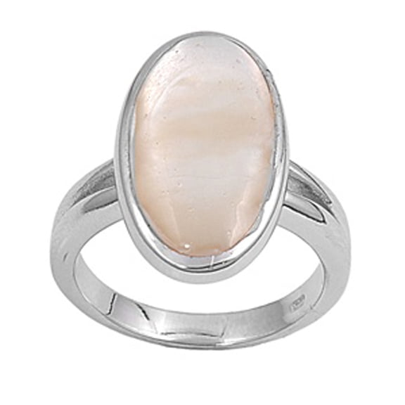 Simulated Mother of Pearl Oval Elegant Ring .925 Sterling Silver Band Jewelry Female Male Size 5