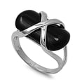 thumbnail image 1 of Simulated Onyx Stone Infinity X Knot Ring Sterling Silver, 1 of 2