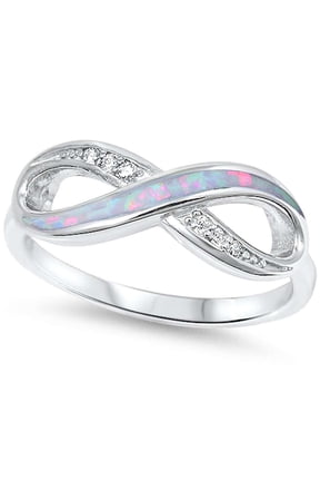 Simulated Opal Clear CZ Infinity Band Ring Sterling Silver Size 10