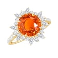 thumbnail image 1 of Rosec Jewels Lab Grown Orange Sapphire Engagement Ring with Halo - 8 mm - Sapphire Diamond Ring - AAAA Grade - with Jewelry Box, 14K Yellow Gold, US 13.00, 1 of 8