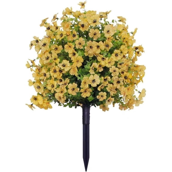 Simulated Outdoor Violet Flowers with Ground Nails, UV Resistant Outdoor Faux Flowers, Year-Round Blooming Garden Decoration, No Watering Required Floral Decor for Front Yard, Porch, Walkway