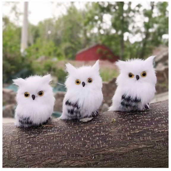 Simulated Owl Christmas Ornament, Usavan Cute Plush White Owl Toy, Mini Realistic Animal Decor for Tree Wreath Stocking Gift