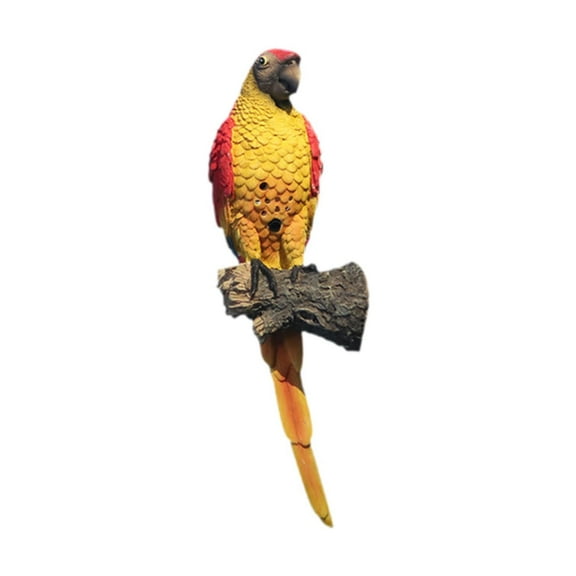 Simulated Parrot Resin Hanging Bird Figurine Personalized Sound Recording Motion Activated for Garden Tree Patio Decor