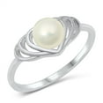thumbnail image 1 of Simulated Pearl Center Designer Ring Sterling Silver Size 5, 1 of 3