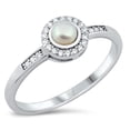 thumbnail image 1 of Simulated Pearl Cubic Zirconia Cluster Flower Design Ring Sterling Silver Size 8, 1 of 3