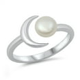 thumbnail image 1 of Simulated Pearl Plain Crescent Open Ring Sterling Silver Size 5, 1 of 3
