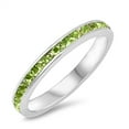thumbnail image 1 of Simulated Peridot Cubic Zirconia Channel Set Eternity Ring Sterling Silver Size 10, 1 of 4