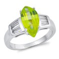 thumbnail image 1 of Simulated Peridot Wholesale Curved Marquise Ring .925 Sterling Silver Band Green CZ Female Size 9, 1 of 4