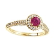 thumbnail image 1 of Simulated Pink Ruby With Natural Diamond Halo Engagement Ring In 14K Solid Yellow Gold, 1 of 1