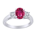 thumbnail image 1 of AFFY Simulated Pink Sapphire & Simulated White Topaz Three Stone Ring in 925 Sterling Silver (1.69 Cttw) Ring Size - 11.5, 1 of 1