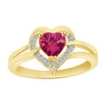 thumbnail image 1 of AFFY Simulated Pink Sapphire & White Cubic Zirconia Heart Ring in 14k Yellow Gold Over Sterling Silver (0.81 Cttw), Ring Size- 10, 1 of 1