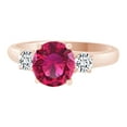 thumbnail image 1 of AFFY Simulated Pink Sapphire & White Natural Diamond Three Stone Engagement Wedding Ring In 14k Rose Gold (2.73 cttw)With Ring Size:-13.5, 1 of 2