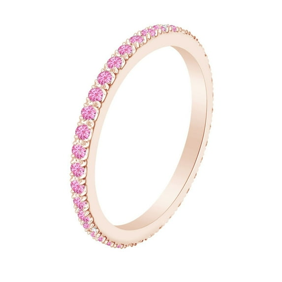 AFFY Simulated Pink Tourmaline Full Eternity Band Ring 14k Rose Gold Over Sterling Silver-7