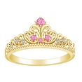 thumbnail image 1 of AFFY Simulated Pink Tourmaline & White Cubic Zirconia Crown Wedding Band Ring In 14k Yellow Gold Over Sterling Silver Ring Size-6.5, 1 of 1