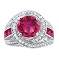 thumbnail image 1 of AFFY Simulated Pink & White Sapphire Engagement Ring in 14k White Gold Over Sterling Silver Ring Size - 9.5, 1 of 1