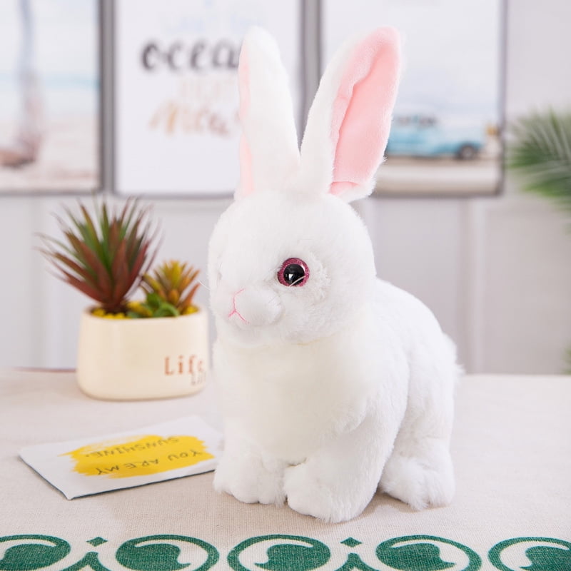 Simulated Rabbit Plush Toy,Stuffed Plush, Perfect Holiday Gift,White,12 ...