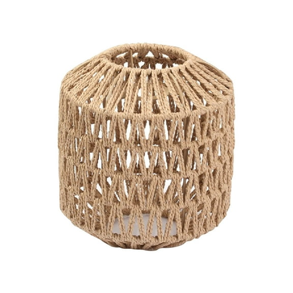 Simulated Rattan Lamp Cover Handmade Woven Lamp Shade for Bedroom (Cylindrical)