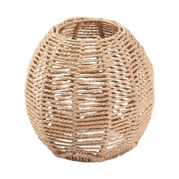 Simulated Rattan Lamp Cover Vintage Handmade Woven Lamp Shade for Bedroom (Oval)