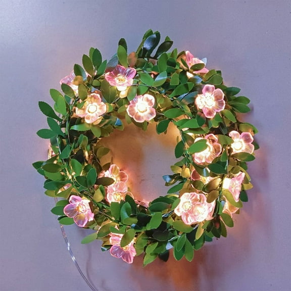 Simulated Rattan String Lights 78.7in | Indoor Outdoor Copper Wire LED Vine Garland | Greenery Flower Multicolor Battery Operated | Garden Party Christmas Decor