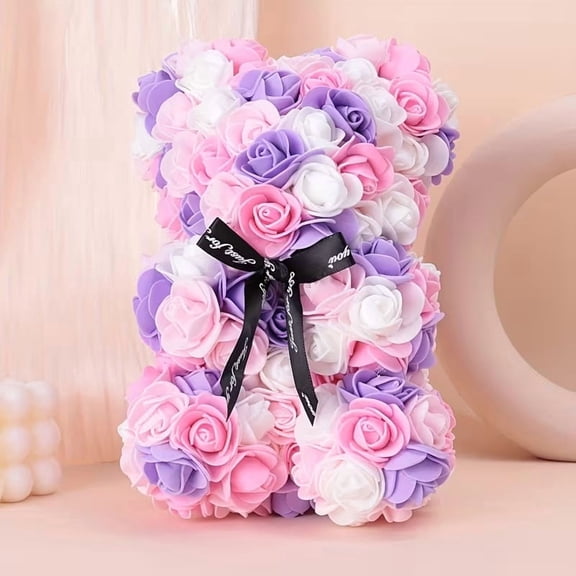 Simulated Rose Bear Foam Flower Plush Doll - Ideal Gift for Valentine's Day, Mother's Day, Weddings, and Anniversaries