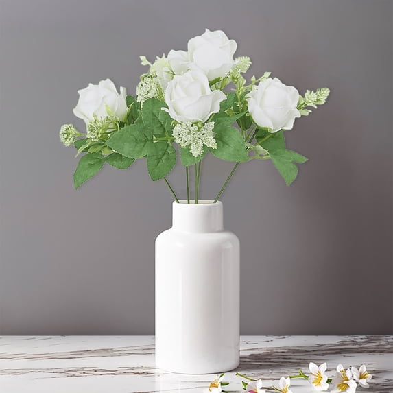Simulated Rose Bouquet, Realistic Silk Rose Bouquet for Living Room, Garden & Wedding Decor - Party Table Centerpiece