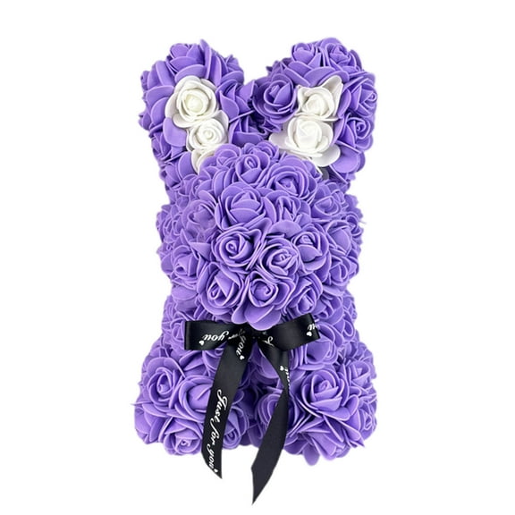 Simulated Rose Bunny Plush Toy, Eternal Flower Stuffed Animal with Foam Filling, Romantic Gift for Valentine's Day and Birthday Celebrations for Adults(A1)