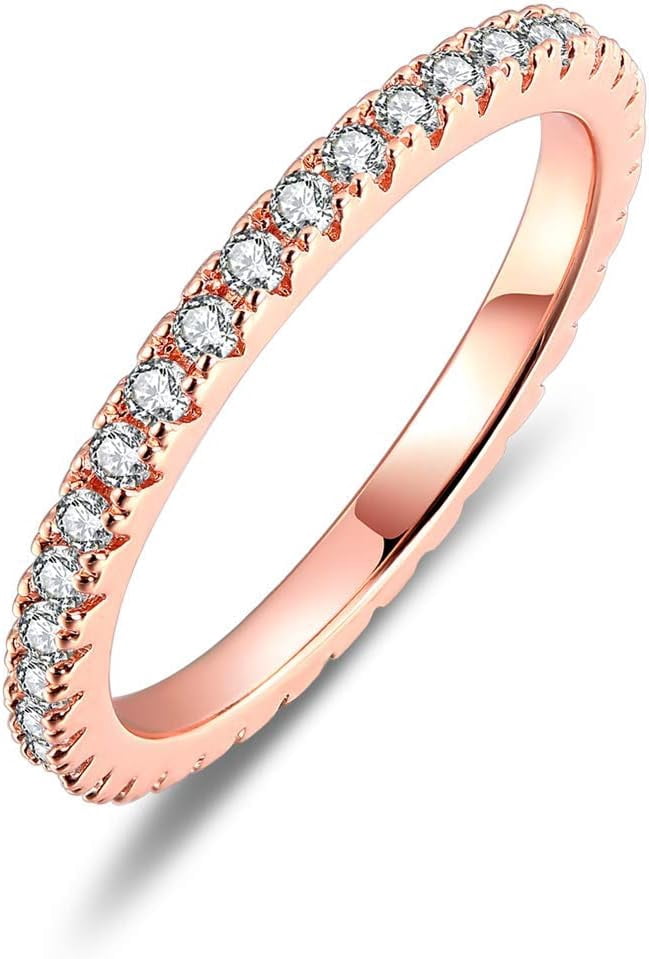 Simulated Rose Gold Plated Ring Cubic Zirconia Stackable Rings Eternity