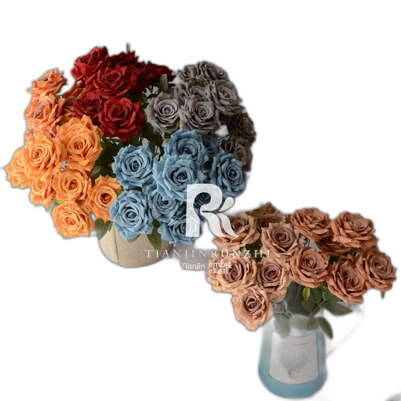 Simulated Roses Wedding Flower Arrangement Decoration Retro Autumn ...