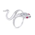 thumbnail image 1 of AFFY Simulated Ruby & CZ Snake Womens Band Ring 14k White Gold Over 925 Sterling Silver, 1 of 4