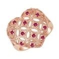 thumbnail image 1 of AFFY Simulated Ruby Heart Wedding Ring in 14k Rose Gold Over Sterling Silver Ring Size - 8, 1 of 1