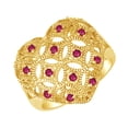 thumbnail image 1 of AFFY Simulated Ruby Heart Wedding Ring in 14k Yellow Gold Over Sterling Silver Ring Size - 8.5, 1 of 1