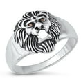 thumbnail image 1 of Simulated Ruby Lion Head Ring .925 Sterling Silver Big Cat Band Red CZ Jewelry Female Size 11, 1 of 4