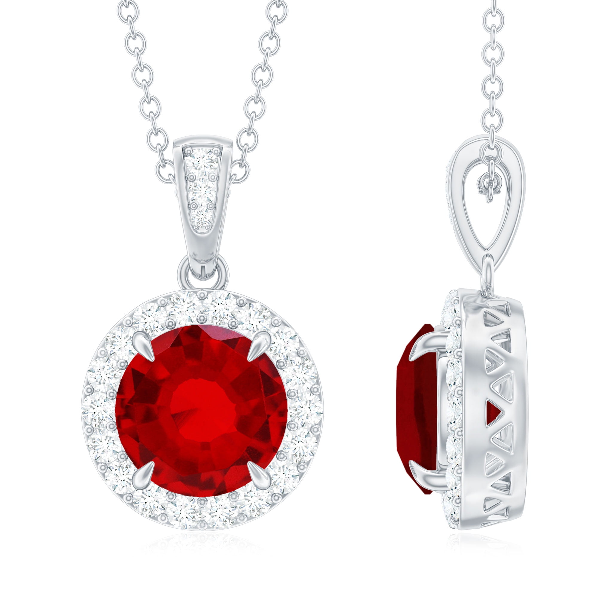 Stunning Simulated Ruby Pendant Necklace with Liberia Ubuy