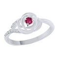 thumbnail image 1 of AFFY Simulated Ruby & White Cubic Zirconia Flower Promise Ring in 14k White Gold Over Sterling Silver, Ring Size - 6, 1 of 1