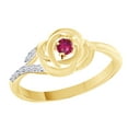thumbnail image 1 of AFFY Simulated Ruby & White Cubic Zirconia Flower Promise Ring in 14k Yellow Gold Over Sterling Silver, Ring Size - 11.5, 1 of 1
